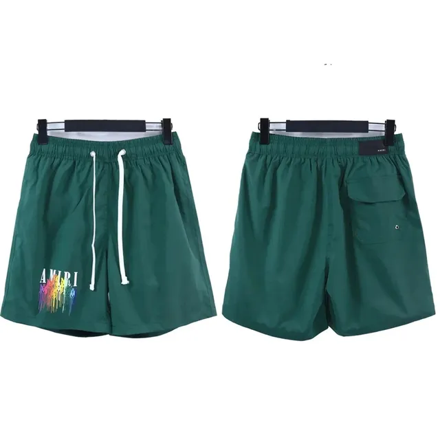 Amiri Logo Print Shorts Rainbow Drip