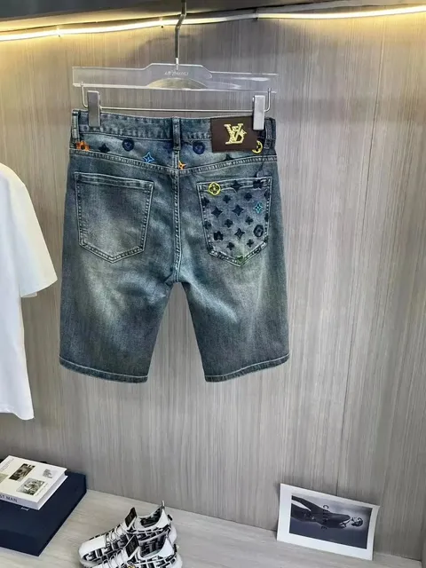Louis Vuitton Denim Shorts Monogram Embroidered