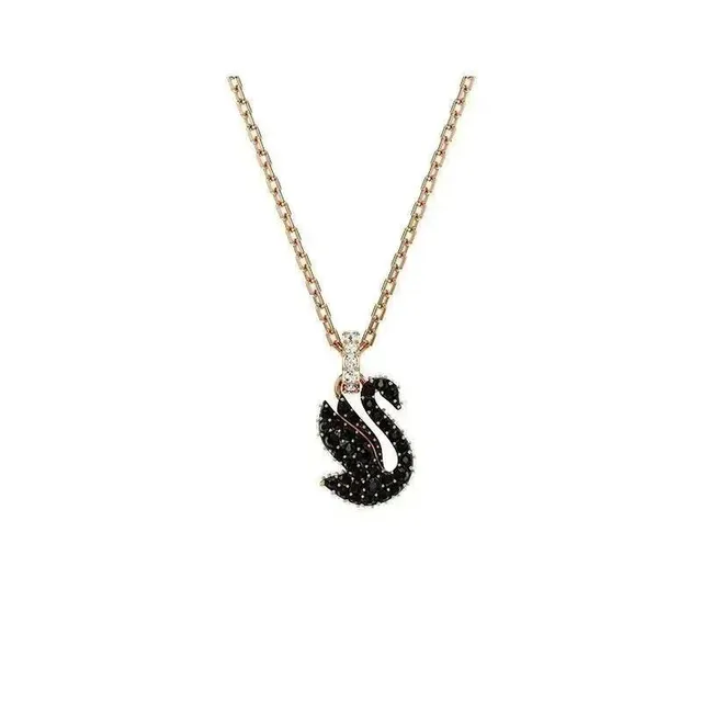 Swarovski Swan Pendant Black Crystal