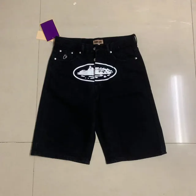 Corteiz Denim Tears Shorts Oval Logo Print