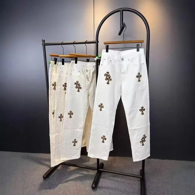 Chrome Hearts Cross-Embroidered Jeans Leopard Cross Print