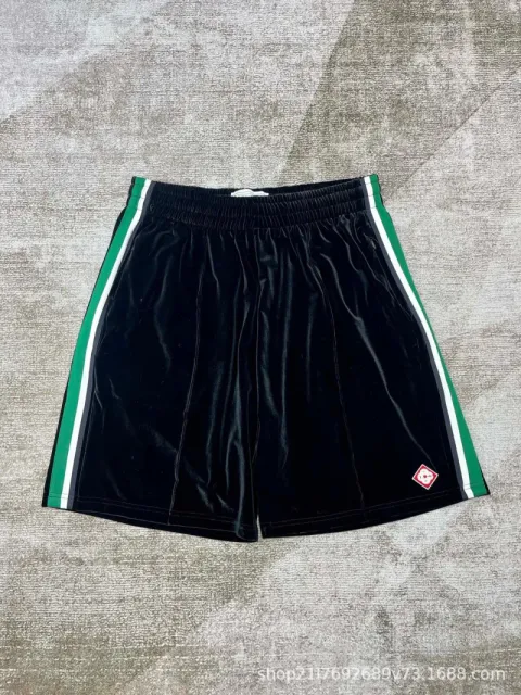 Balenciaga Velvet Track Shorts Green Stripe