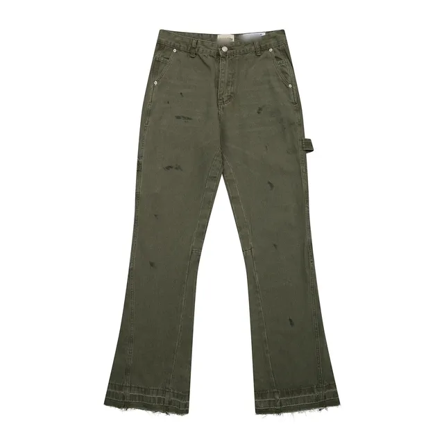 Gallery Dept. Distressed Utility Jeans Olive Wash