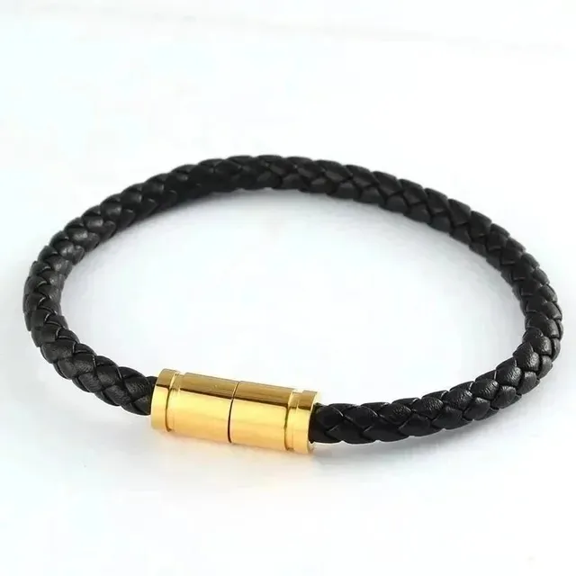Louis Vuitton Braided Leather Bracelet Magnetic Clasp