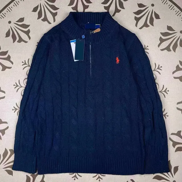 Polo Ralph Lauren Cable Knit Quarter-Zip Sweater Navy
