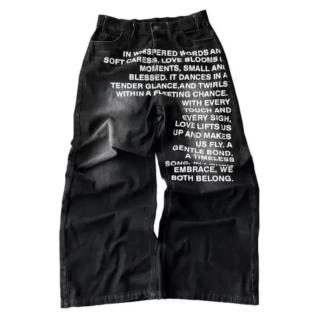 Fear of God Poem Jeans White Text Print