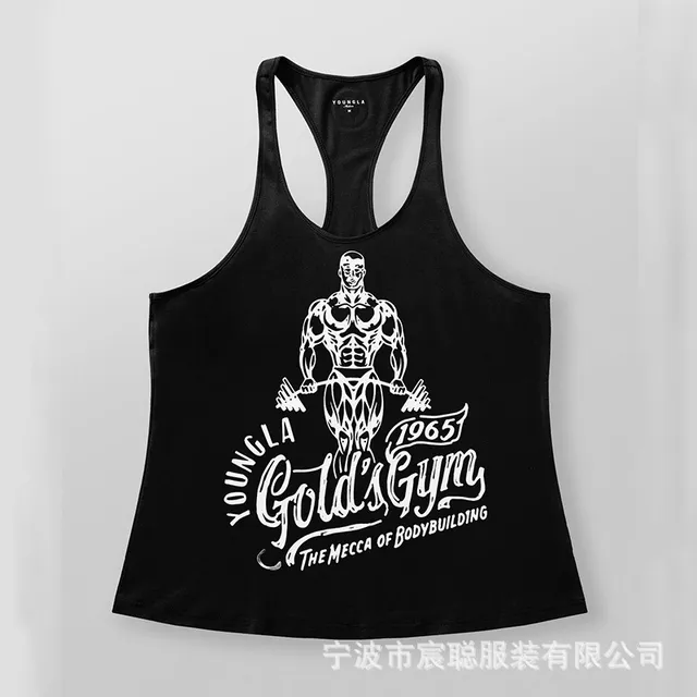YoungLA Racerback Tank Top Gold's Gym Bodybuilder Print