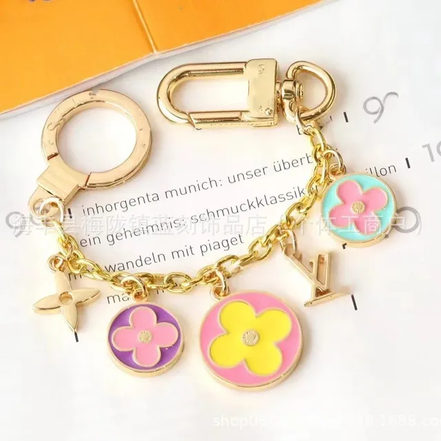 Louis Vuitton Flower Charm Keychain Multi-Color Enamel