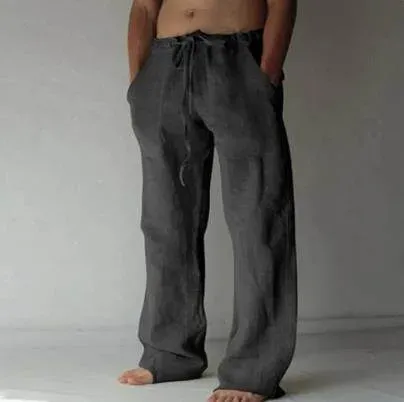 Drawstring Linen Trousers Relaxed Fit