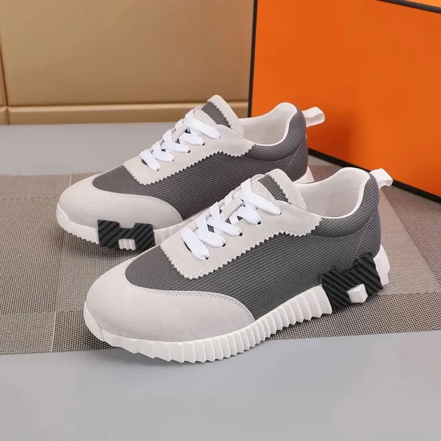 Hermès H-Logo Sneaker Grey Suede and Mesh