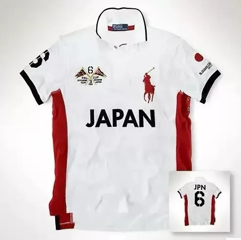 Polo Ralph Lauren polo shirt white with red side panels and '' text