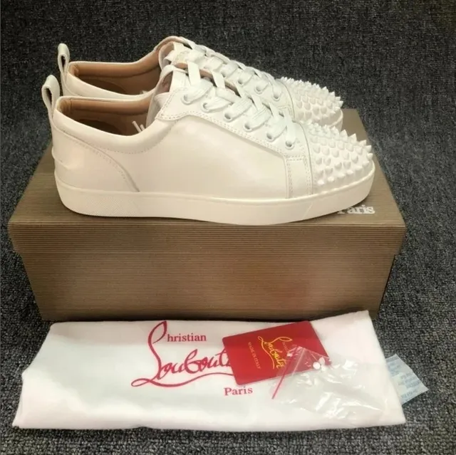 Christian Louboutin Louis Junior Spikes White Leather