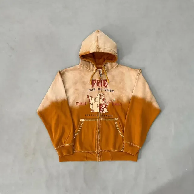 Pleasures Zip-Up Hoodie Dip-Dye Buddha Graphic