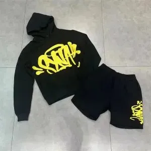 Off-White Hoodie and Shorts Set Graffiti Print