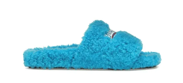 Balenciaga Fluffy Slide Logo Embroidered