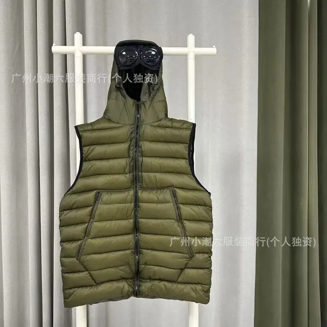C.P. Company Goggle Hooded Vest Olive with Goggle Hood