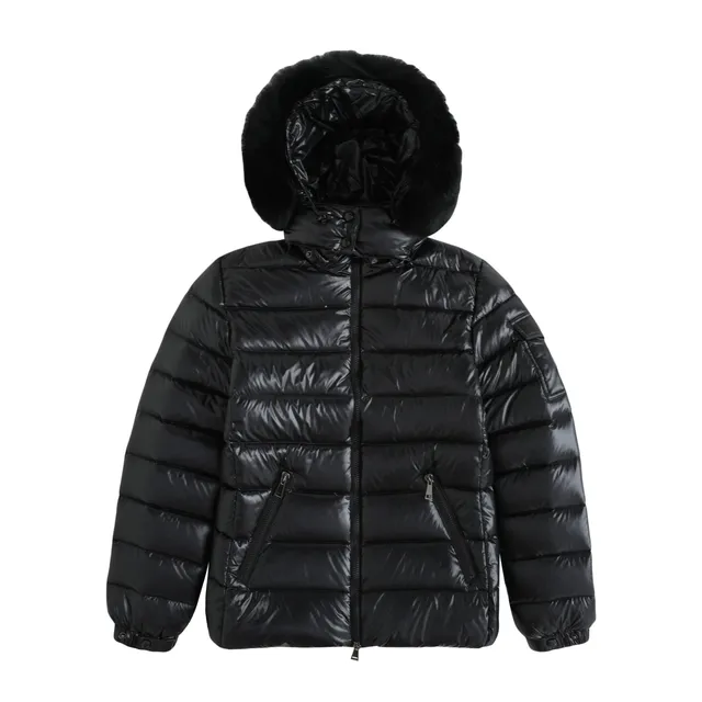 Moncler Puffer Jacket Glossy Nylon with Fur Trim