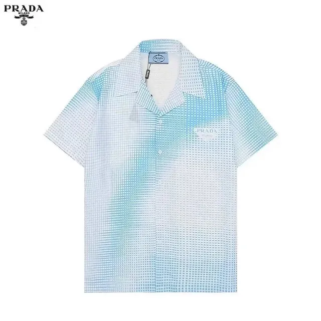 Prada Polo Shirt Gradient Grid Print