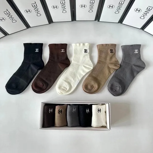 Chanel Logo Socks CC Embroidered