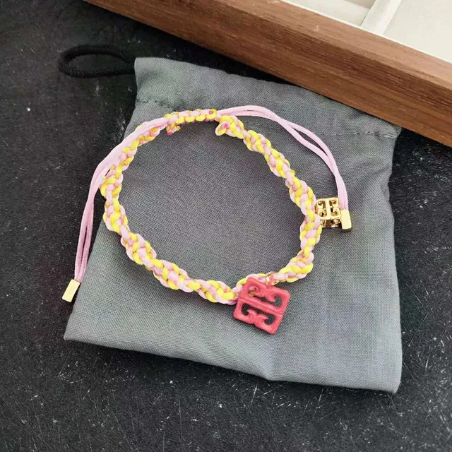 Givenchy Logo Bracelet Pink and Yellow Braided