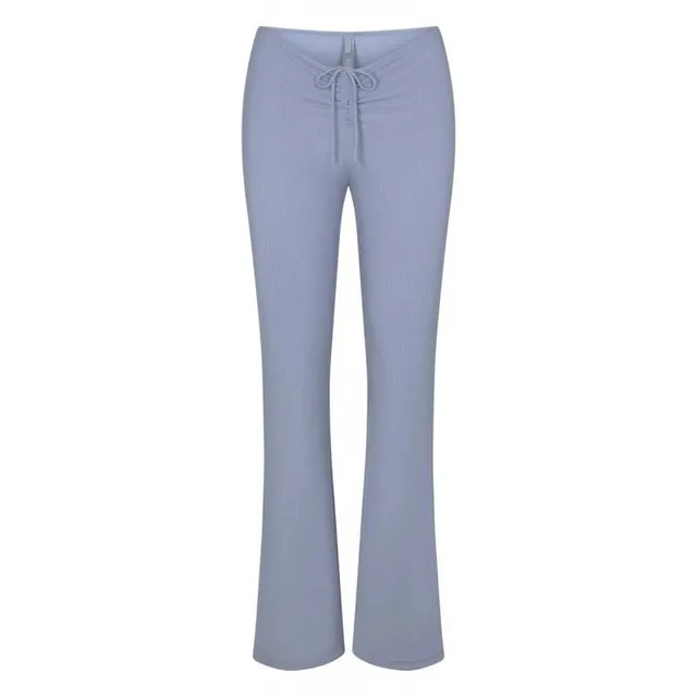 Ribbed Flare Trousers Light Blue