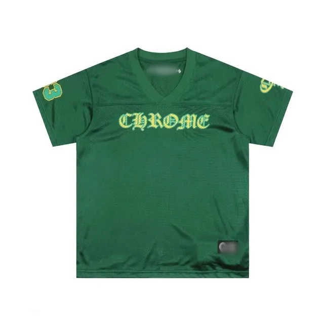 Chrome Hearts V-Neck Mesh Jersey Chrome Logo Embroidered