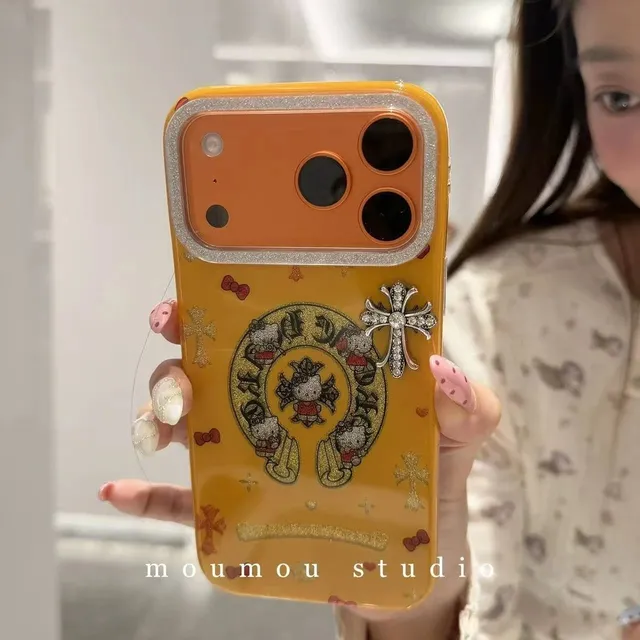 【橙色】闪粉克罗心kt立体十字架