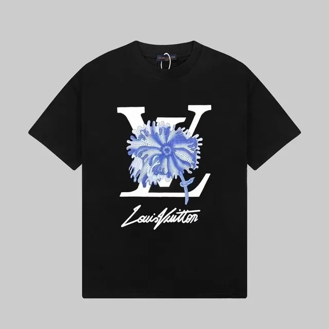 Louis Vuitton Floral Monogram Tee Blue Flower Print