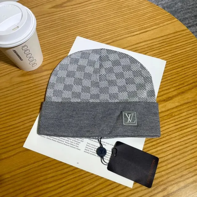 Louis Vuitton Monogram Knit Beanie Grey