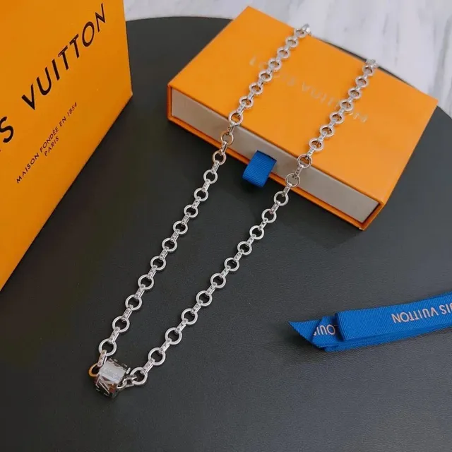 Louis Vuitton Chain Necklace Monogram Link with Padlock