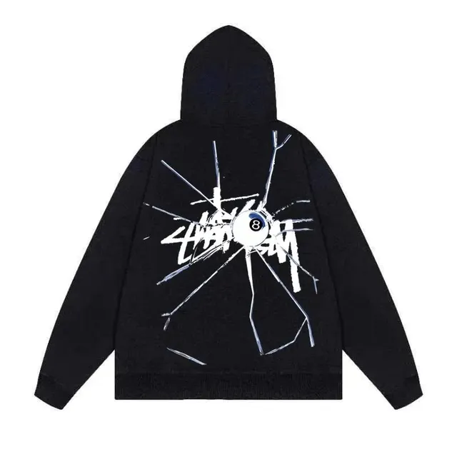 Stüssy Hooded Sweatshirt Shattered 8-Ball Graphic