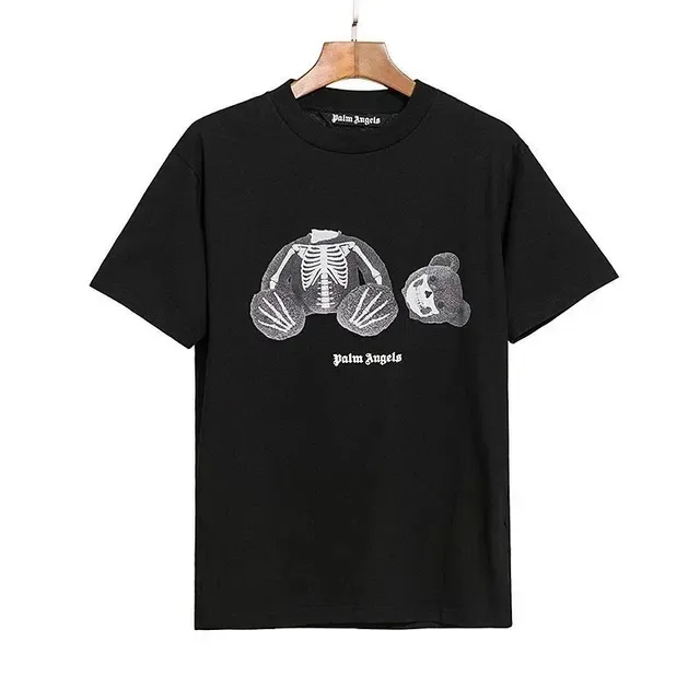 Palm Angels Graphic Tee Skeleton Bear Print