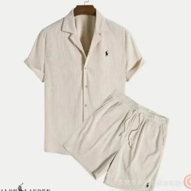 Polo Ralph Lauren Short-Sleeve Shirt and Shorts Set Ribbed Linen Blend