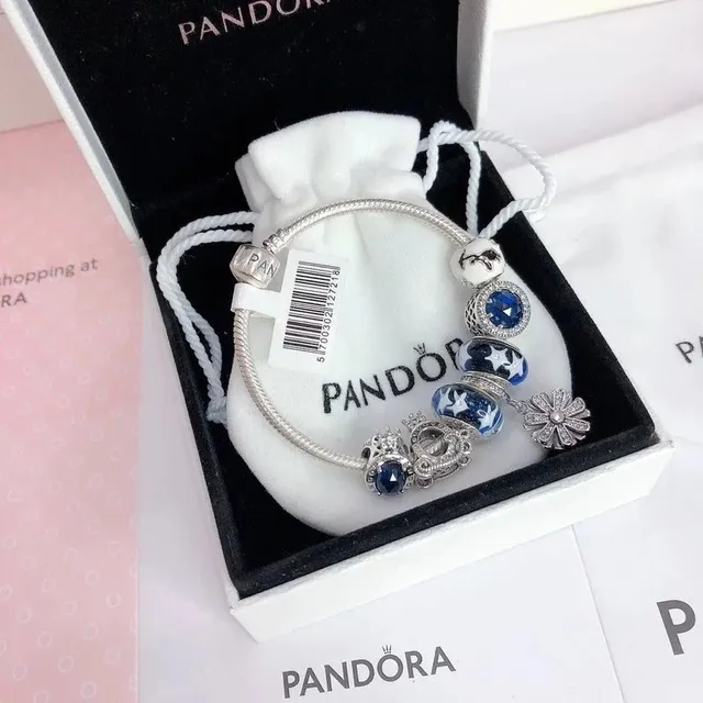 Pandora Charm Bracelet Star and Crown Charms