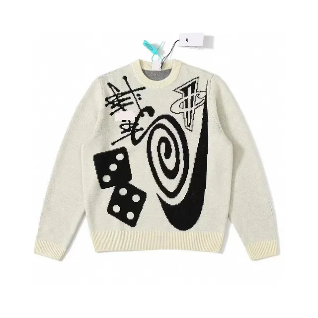 Travis Scott Knit Sweater Dice and Spiral Graphic