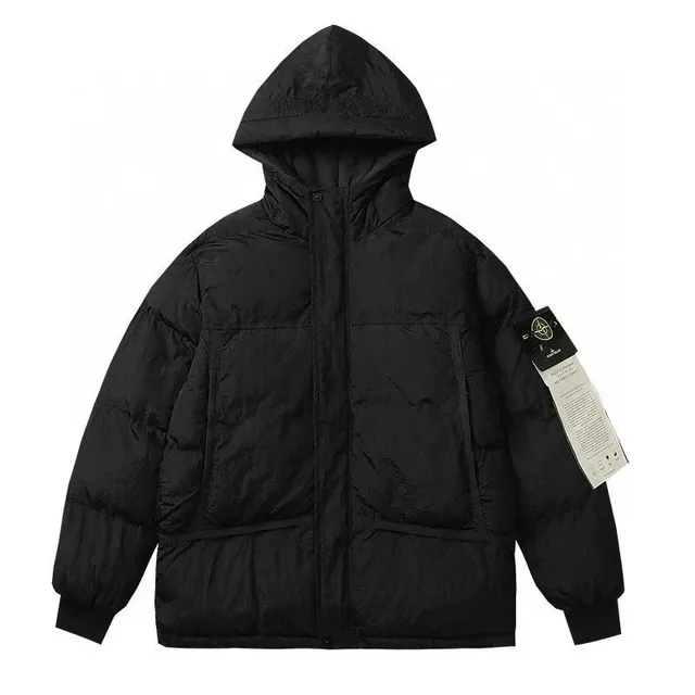 Stone Island Hooded Puffer Jacket Crumpled Nylon