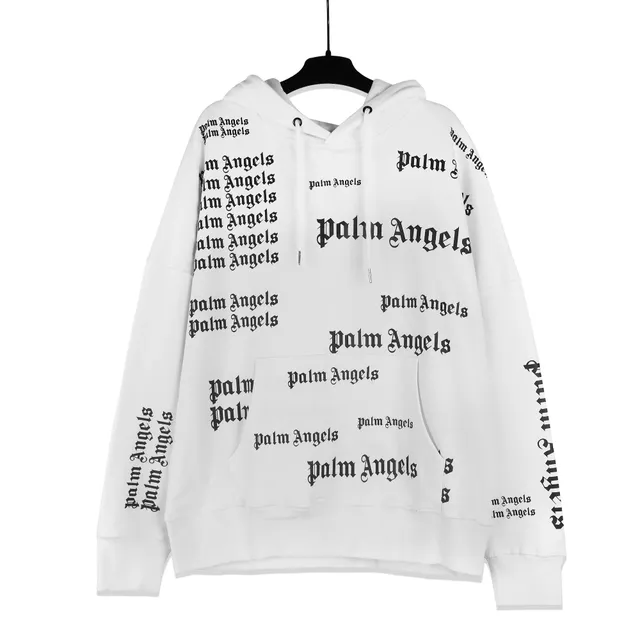 Palm Angels Hoodie All-Over Logo Print