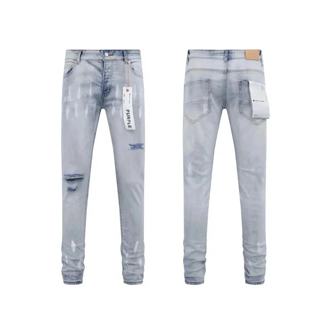 Purple Brand Slim Fit Jeans Distressed Light Wash