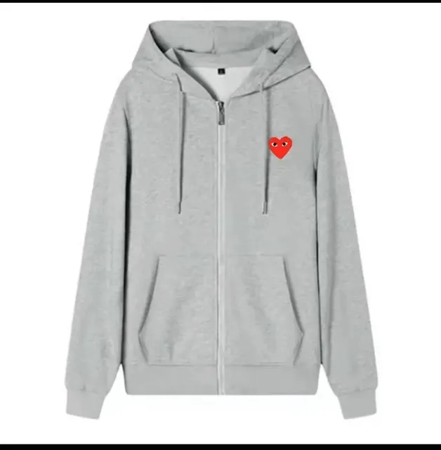 Comme des Garçons Zip-Up Hoodie Red Heart Logo