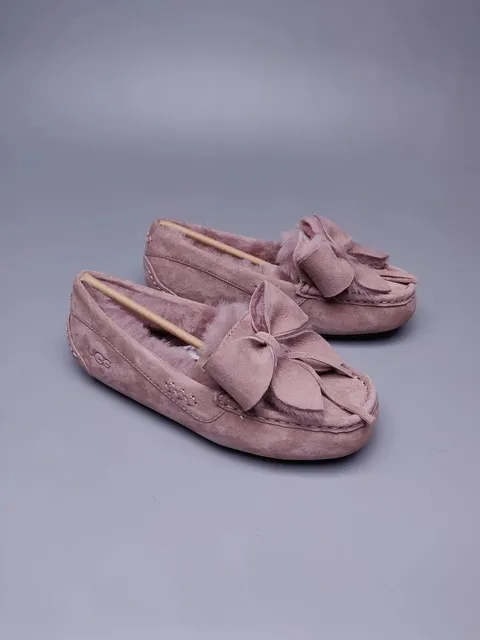 UGG Classic Bow Loafer Suede with Fur Trim