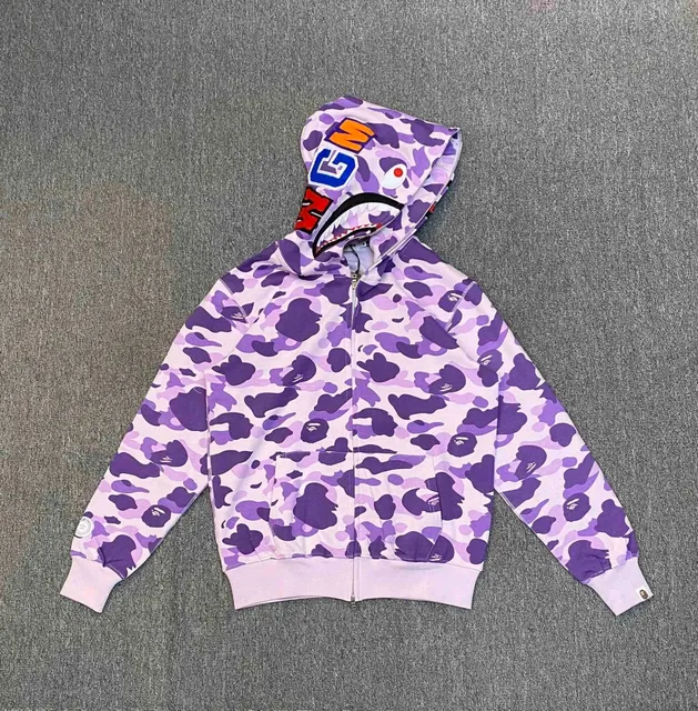 BAPE Shark Hoodie Purple Camo
