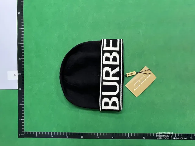 Burberry Logo Beanie Black with White Logo Band