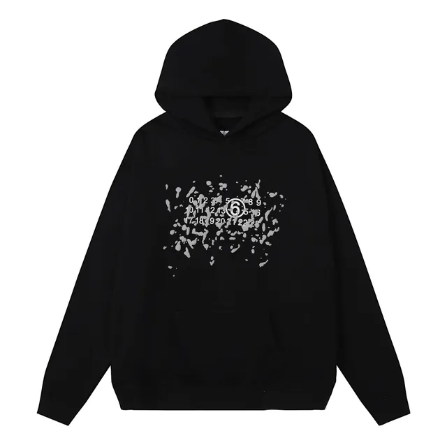 Maison Margiela Oversized Hoodie Paint Splatter Numeric Print