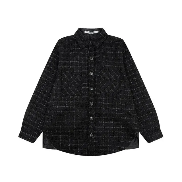Chanel Button-Up Shirt Tweed Grid