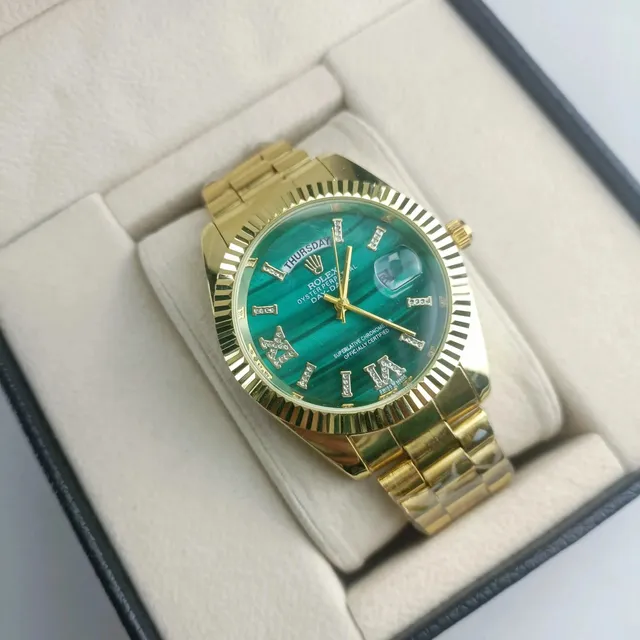 Rolex Day-Date Malachite Dial with Diamond Hour Markers