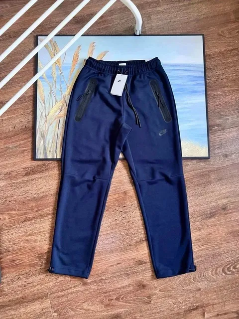 Nike Tech Fleece Joggers Navy with Black Zippers