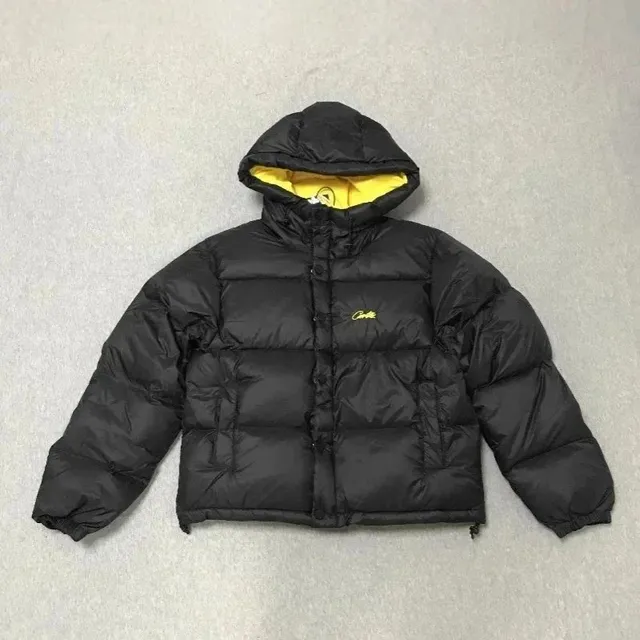 Corteiz Puffer Jacket Black with Yellow Lining