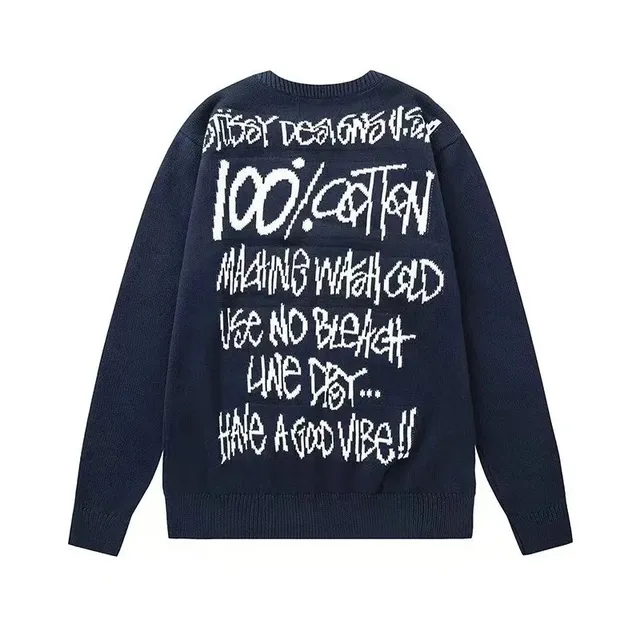 Stüssy Knit Sweater 100% Cotton Graphic Back