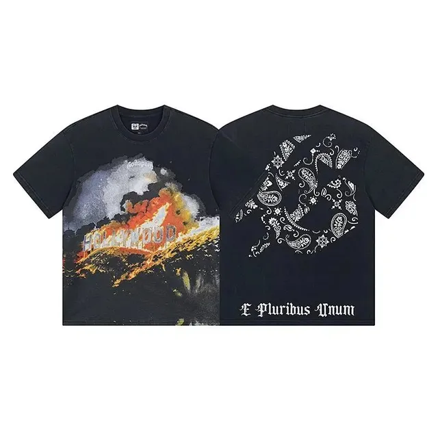 Off-White Graphic T-Shirt Hollywood Fire Print