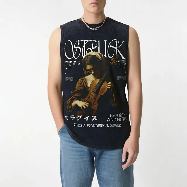 Off-White Sleeveless Graphic Tank Violinist Print